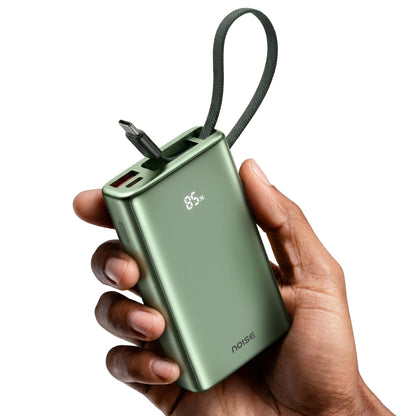 Noise Newly Launched India's 1st Power Bank 20000mAh 45W Ultra Fast Charging: Built-in Type-C Cable, Digital Battery%, Advanced Safety, Metallic Finish, Triple Output, BIS Certified (Titanium)