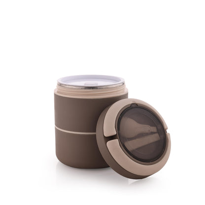 Ganesh Smart Stack 3 Layer Protable Lunch Box Stainless Steel Airtight Leak-Proof Lunch Box for Office, School, Picnic -Brown, 1200 Milliliters