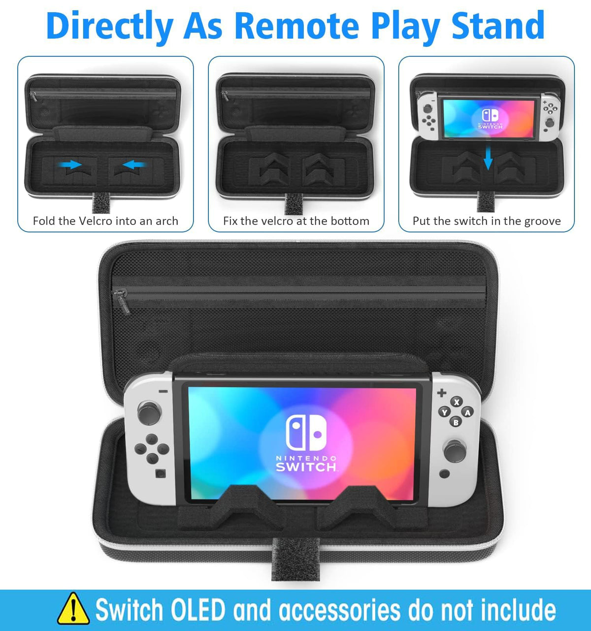 OIVO Switch Carrying Case for Nintendo Switch OLED Mode, Protable Travel Case Cover with Game Card Slots, Upgraded Console Stand Holder for Nintendo Switch/Switch OLED Accessories
